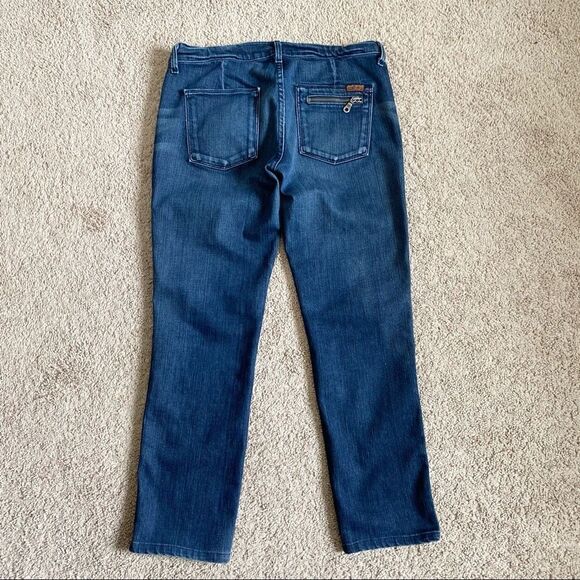 7 For All Mankind Dark Wash Low Rise Crop Straight Leg Stretch Jeans 29 Y2K - Picture 3 of 7